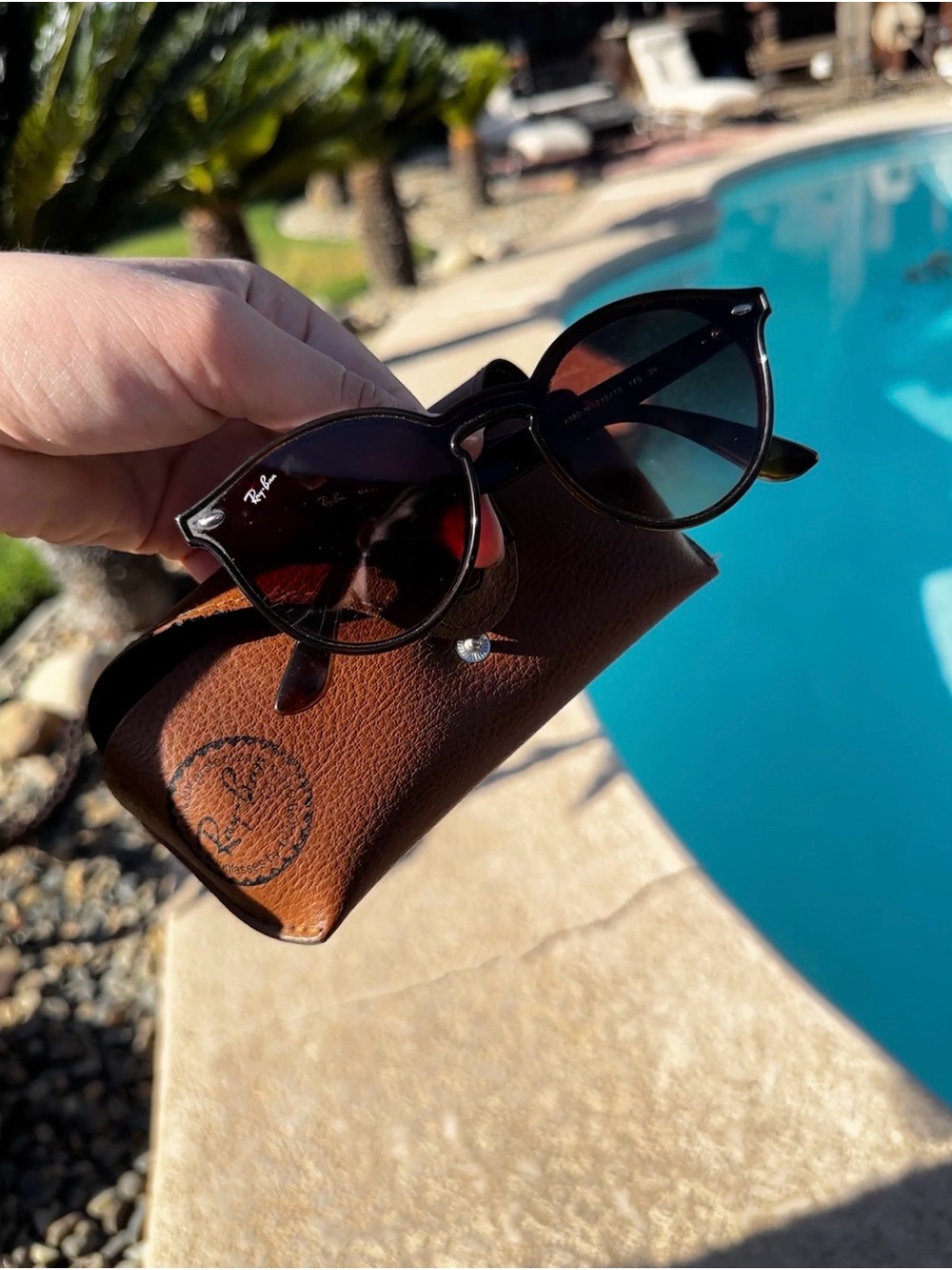Ray-Ban Black Cat-Eye Sunglasses with Brown Case